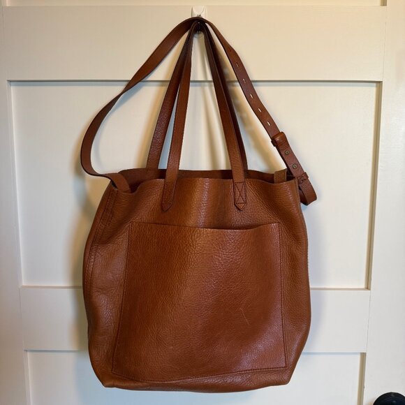 Madewell Medium Transport Tote English Saddle Cognac Tan Brown - Picture 1 of 7